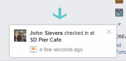 Facebook restaurant check-in