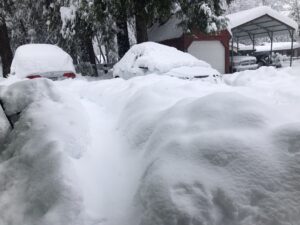 Photo of my car snowed-in in the lower Sierras of Northern CA after Christmas 2021